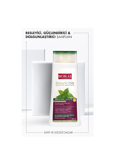 Bioblas Botanic Oils Isırgan Organik Zeytinyağı Şampuan 360 ml - Dolgunlaştırıcı, Saç Dökülmesine Karşı