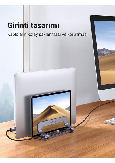 Lexroo Masa İçin Dikey Dizüstü Bilgisayar Standı Çift Yuvalı Dizüstü Bilgisayar Standı Tutucu