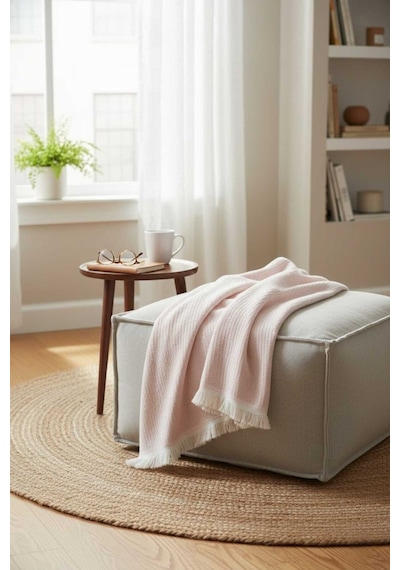 4 Mevsime Uygun Koltuk Şalı , Yatak Örtüsü , Pamuklu Müslin Tek Kişilik Pike 160 X 220 Cm - Rose Kırmızı