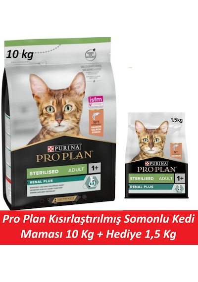 Pro Plan Kısırlaştırılmış Somonlu Kedi Maması 10 Kg + Hediye 1,5 Kg