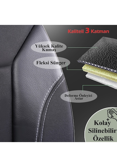 Z&C MAXTECH Ford Fiesta Eski Kasa Özel Tasarım Oto Koltuk Kılıfı Seti CLASSY