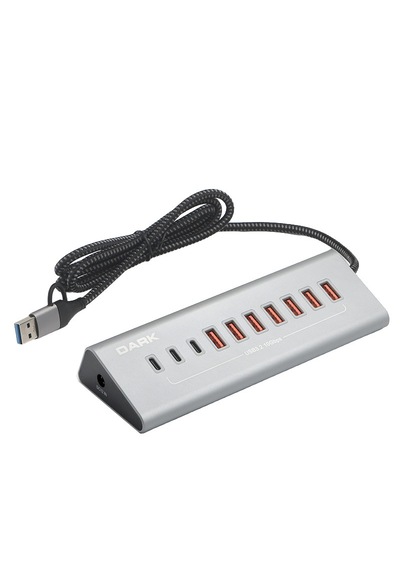 Dark 10 Port Usb 3.2 Gen2 Hub, 7x Usb-a, 3x Type-c, 10gbps, Adaptörlü Çoklayıcı Dk Ac Usb372