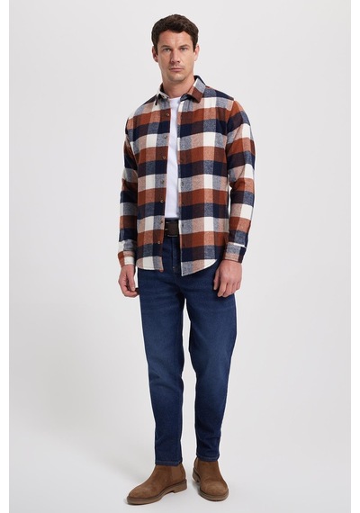 Tudors Erkek Slim Fit Dar Kesim Kareli Kışlık Oduncu Gömlek-42334 Kahverengi Tudors Erkek Slim Fit Dar Kesim Kareli Kışlık Oduncu Gömlek-42334 Kahverengi