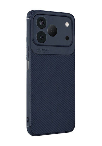 Tecno Spark 50 4g Uyumlu Kılıf Karbon Tasarım Kamera Korumalı Silikon Telefon Kılıfı Kapak Lacivert