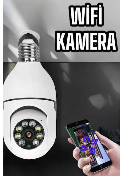 Wifi Kamera Duylu Ampul Görünümlü 360 Derece Dönebilen Ev Kamerası Diğer