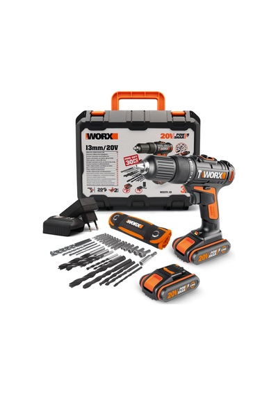 Worx WX371.10 20 V 2 Ah Li-ion Çift Akülü Profesyonel Darbeli Matkap Vidalama