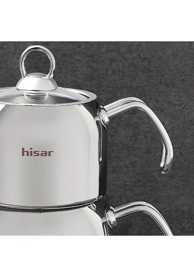 Hisar Satürn Çelik Çaydanlık - Inox - 2 Lt + 1 Lt Inox