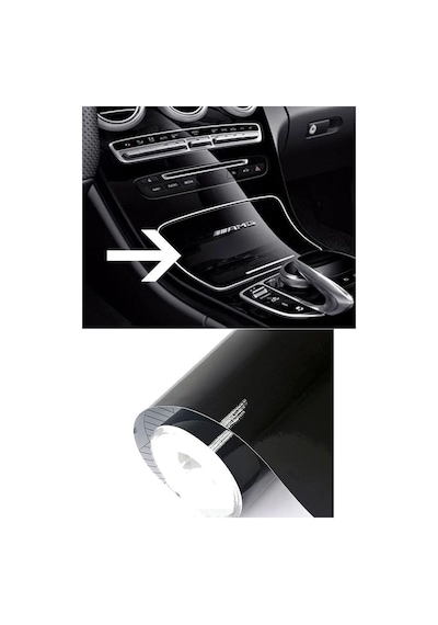Parlak Siyah Folyo Hava Kanallı Araç Döşeme Kaplama Folyosu Siyah 30 Cm X 1 Metre Piano Black Folyo