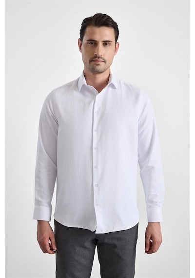 Süvari Beyaz Regular Klasik Yaka Casual Gömlek Sgm2025300001-bey