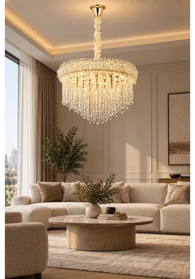 Modern Premıum Avize Gold Kasa Salon Oturma Odası Avizesi 13xe14
