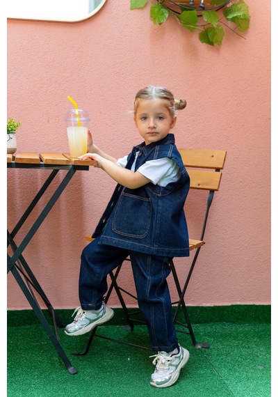 Oliven The Kid Oliventhekid Unisex Cepli Kot Yelek Mavi Mavi