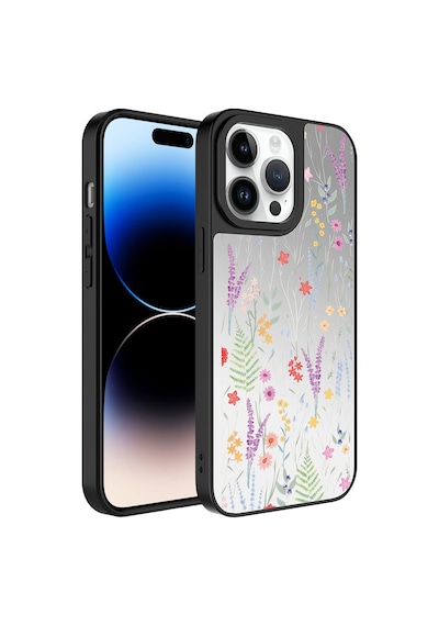 Apple Uyumlu iPhone 14 Pro Max Uyumlu Aynalı Desenli Kamera Korumalı Parlak Zore Mirror Kılıf-dallar Dallar -