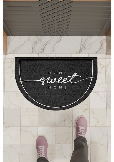 Rugmood Modern Dijital Paspas Siyah Home Sweet Home Paspas - Kapı Önü Paspası