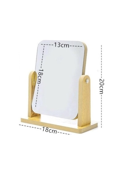 Lexroo Masaüstü Standlı Makyaj Aynası 18x13cm Masaüstü Ayna Ahşap Tasarım Ayna Çok Renkli