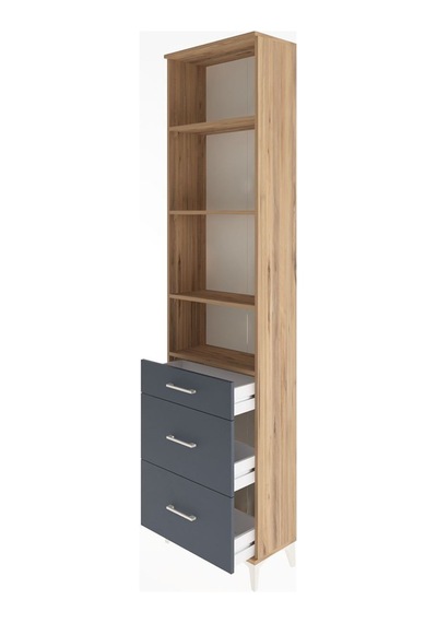 Arges Dolap 4 Raflı 3 Çekmeceli 60x30x243 Çam-antrasit Atlas Çam