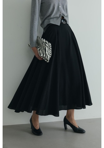 Suud Collection Siyah Liza Kemerli Etek
