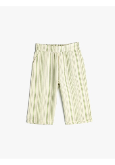 Koton Bol Paça Pantolon Beli Bağlamalı Pamuklu Yeşil Çizgili 4smg40051aw Yeşil Koton Bol Paça Pantolon Beli Bağlamalı Pamuklu Yeşil Çizgili 4smg40051aw Yeşil