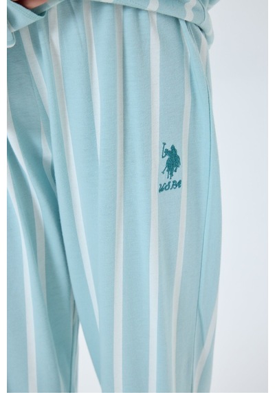 U.S. Polo Assn. Kız Çocuk Mor Gömlek Pijama Yeşil
