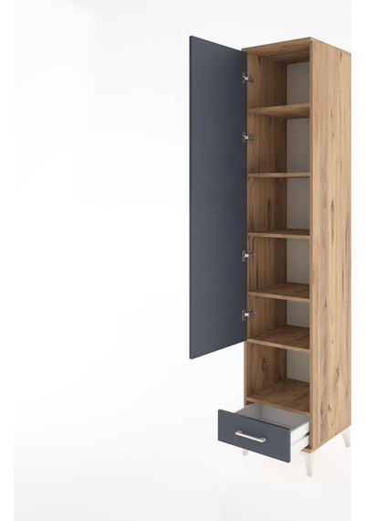 Hyperion Dolap 6 Raflı Tek Çekmeceli Tek Kapaklı 44x44x221 Ça... Çam