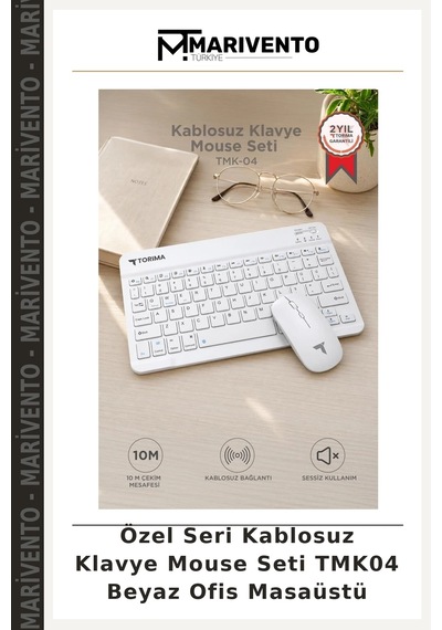 Özel Seri Kablosuz Klavye Mouse Seti Tmk04 Beyaz Ofis Masaüstü Diğer