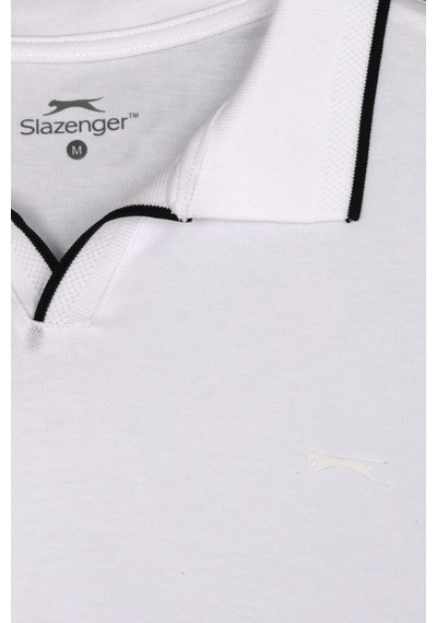 Slazenger Zıther Erkek Polo Yaka Beyaz Tişört