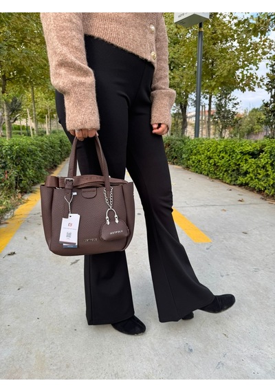 Just Polo Lüks Tasarım 3 Bölmeli Yumuşak Deri Lüks Ve Şık Dokunuş El & Omuz Çantası Shoulder Bag Kahverengi