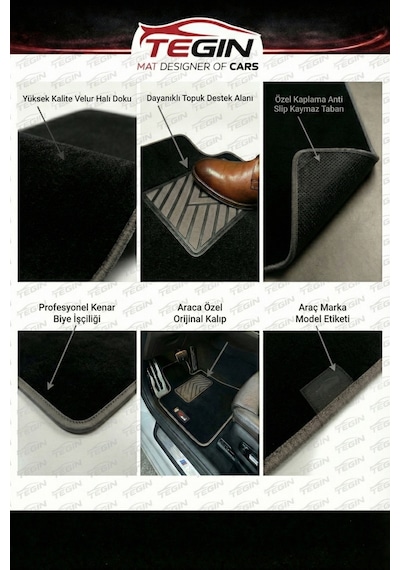 Volkswagen Polo 1994-2000 6n1 Kasa Prime Velür Siyah Halı Siyah Kenar Halı Paspas