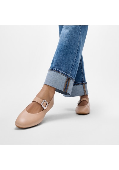B41 Classic Beige Babet Kadın E3j-b41/001 Fitflop Delıcato Crystal-buckle Leather Mary Janes B41 Classic Beige
