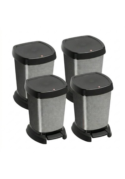 Paso Dekoratif Çöp Kutusu 6 L 4'lü Set - Karbon