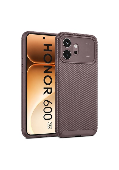 Huawei Honor 600 Kılıf Karbon Silikon Case Kahverengi