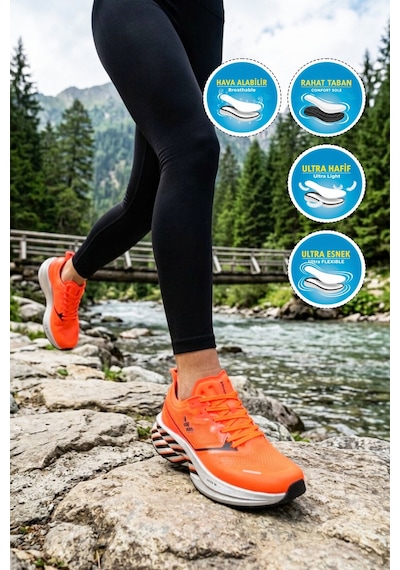 Walkway Turuncu Hafif Esnek Unisex Koşu Yürüyüş Ve Spor Ayakkabı Space G