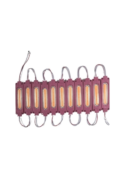 12 Volt Pembe 3 Watt 3’lü Lensli 3030 Reklamcı Modül (10 Adet)