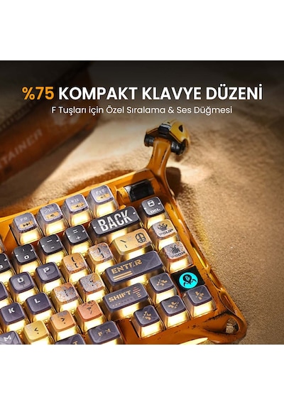 Gravastar K1 Pro Mekanik Gaming Klavye, Xpro Kablosuz Optik Mouse Ve Dijital Resim Çerçevesi Oyuncu