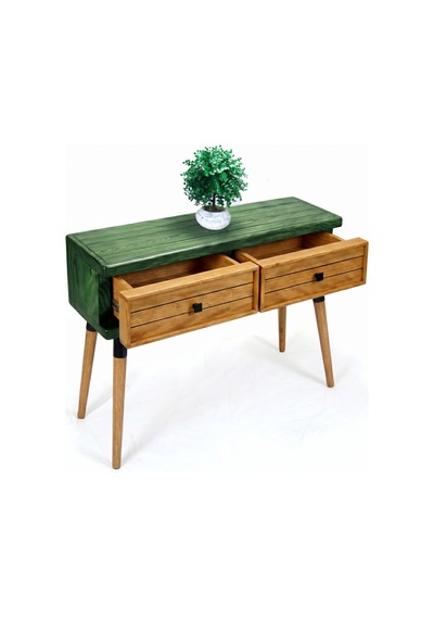 Mobenta Stria Entry: Modern Masif Dresuar 2 Çekmeceli Antre Konsolu - 120x31 Ye-tk Yeşil-ahşap