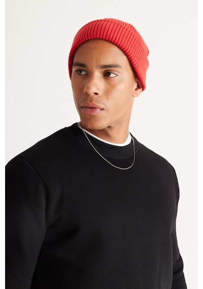 AC&Co / Altınyıldız Classics Standart Fit Normal Kesim İçi Polarlı Bisiklet Yaka Erkek Sweatshirt Siyah