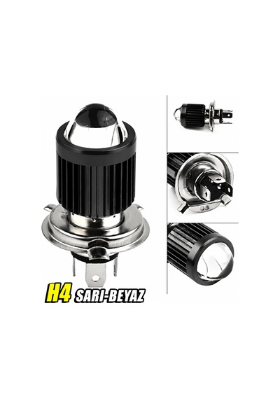 Renault Express 1985-2000 H4 Led Far Ampulü Sarı-beyaz Işık Canbus Mini Lensli 2'li Set