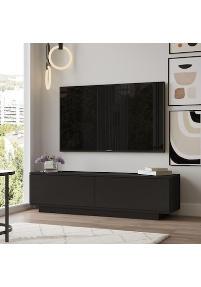 Vilinda Tv Ünitesi 140cm Ağaç Dokulu Tv Sehpası Siyah Vıl1-lb Siyah