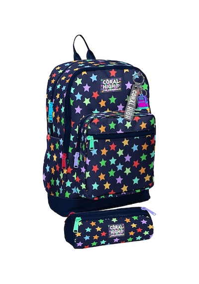 Coral High Okul Sırt Çantası Ve Kalemlik Seti - Lacivert Yıldız Desenli Kız Çocuk Setygn33209c Çok Renkli