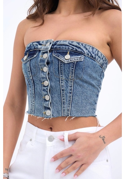 Defymoda 6285 Kot Bluz-mavi Mavi