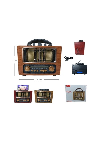 Nostaljik Radyo Şarjlı Bluetooth Hoparlör Taşınabilir Sd Kart Usb Girişli Mini Speaker
