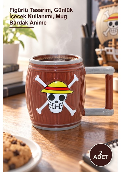 2 Adet 3d One Piece Kupa Figürlü Tasarım, Günlük İçecek Kullanımı, Mug Bardak Anime