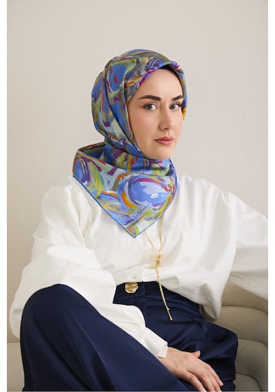 Silk Home Twill İpek Eşarp 11501-01 Mavi