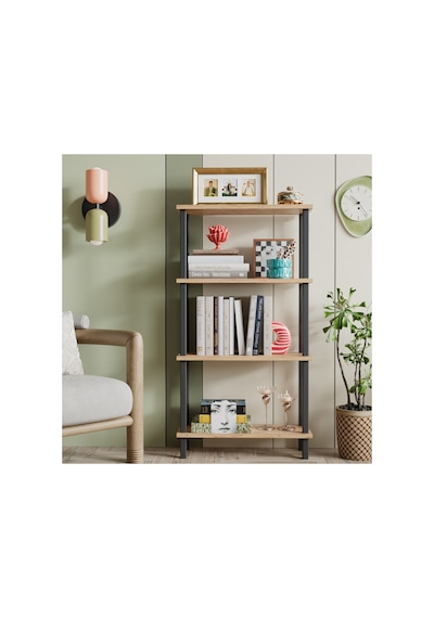 Pırada 4 Raflı Kitaplık Organizer Düzenleyici Meşe