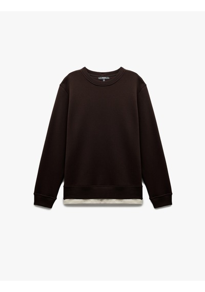Koton Uzun Kollu Şardonlu Kumaş Detaylı Bisiklet Yaka Sweatshirt Kahverengi 6wam70070mk Kahve Koton Uzun Kollu Şardonlu Kumaş Detaylı Bisiklet Yaka Sweatshirt Kahverengi 6wam70070mk Kahve
