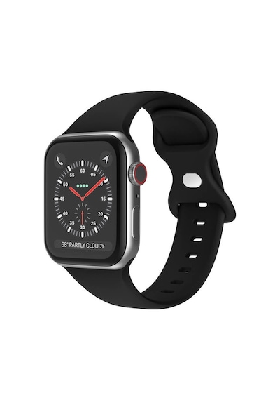 Wozlo Apple Uyumlu iOS Watch 1, 2, 3, 4, 5, 6, 7, 8, Se Silikon Kordon Kayış - S-m Beden 38/40/41mm - Siyah