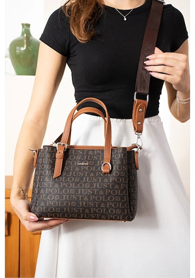 Just Polo Kadın Kabartma Desenli Lüks Omuz Çantası Shoulder Bag Kahverengi - Taba