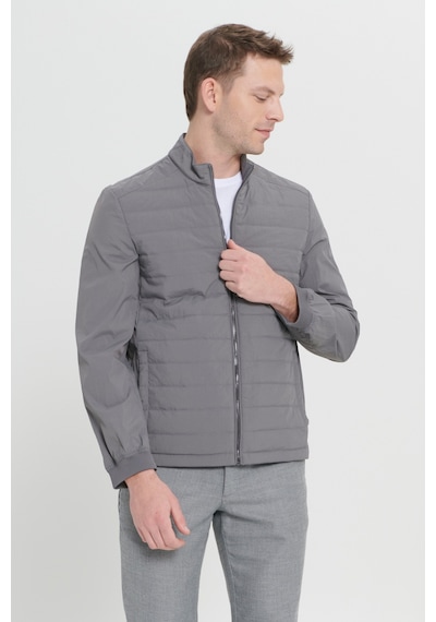 AC&Co / Altınyıldız Classics Erkek Grı Standart Fit Normal Kesim Gizli Kapüşonlu Yan Cep Mont Gri