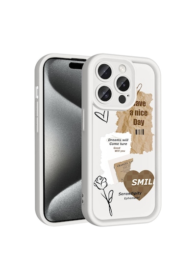 Nourthkiingdom Apple Uyumlu iPhone 14 Pro Kılıf Kamera Korumalı Baskılı Arka Yüzey Nrtk Klas Kapak - Beyaz Beyaz
