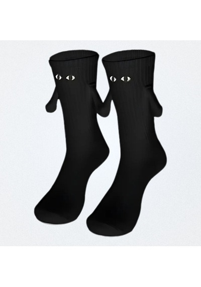 Carnaval Socks El Ele Tutuşan Siyah Çift Çorabı Siyah