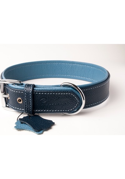 Privilege Flotter Hakiki Deri Köpek Boyun Tasması M Lacivert Mavi 3 x 38-47 CM Lacivert